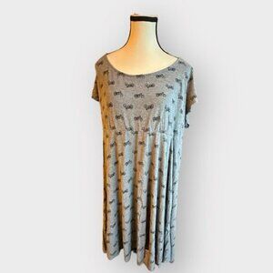 Women’s Torrid 2 Motorcycle Print Skater Dress Grey Short Sleeve Scoop Neck